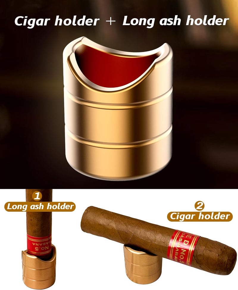 eddyrise Luxury Metal Cigar Holder, Vertical Long Ash Holder & Horizontal Rest, Fits 36-58 Ring Gauge, Essential Cigar Holder Crafted for Steady Balance and Unwavering Hold, Compact & Elegant Design (Holder) - Image 2